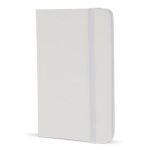 Caderno de PU em cores vivas, fita a condizer e folhas pautadas FSC A6 cor branco
