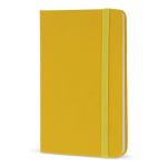 Caderno de PU em cores vivas, fita a condizer e folhas pautadas FSC A6 cor amarelo