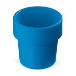 Vaso com sementes tomate cherry, dupla utilidade para caneca de café cor azul