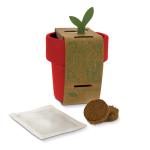 Vaso com sementes tomate cherry, dupla utilidade para caneca de café cor vermelho segunda vista