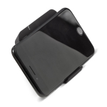 Carregador sem fios e suporte com acabamento suave para telemóvel 5W cor preto quarta vista