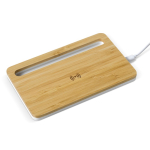 Elegante carregador sem fio de bambu em formato de bandeja Bamboo Tray cor madeira