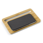 Elegante carregador sem fio de bambu em formato de bandeja Bamboo Tray cor madeira segunda vista