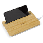 Elegante carregador sem fio de bambu em formato de bandeja Bamboo Tray cor madeira terceira vista