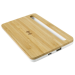 Elegante carregador sem fio de bambu em formato de bandeja Bamboo Tray cor madeira quarta vista