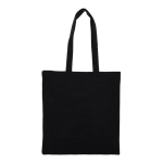 Saco de algodão reciclado pequeno com forro e asas a condizer 140 g/m2 cor preto segunda vista