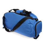 Saco de viagem personalizado de RPET com múltiplos compartimentos cor azul segunda vista