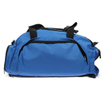 Saco de viagem personalizado de RPET com múltiplos compartimentos cor azul quarta vista