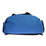 Saco de viagem personalizado de RPET com múltiplos compartimentos cor azul quinta vista