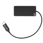 Hub USB de alumínio com 3 portas e cabo de 20cm cor preto terceira vista