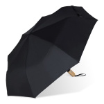 Guarda-chuva dobrável con logo de RPET com cabo de madeira Ø94 cor preto