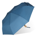 Guarda-chuva dobrável con logo de RPET com cabo de madeira Ø94 cor azul-escuro