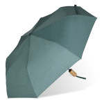 Guarda-chuva dobrável con logo de RPET com cabo de madeira Ø94 cor verde-escuro
