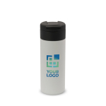 Garrafa de aço inoxidável personalizada e tampa rebatível preta 400ml vista principal