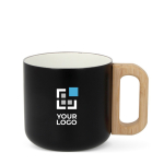 Caneca de cerâmica de parede dupla com asa de aparência bambu 330ml vista principal