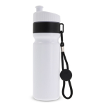 Garrafa desportiva livre de BPA com detalhe a cor e correia 500ml cor branco/preto