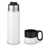 Termo de aço inoxidável com chávena e asa como tampa 350ml cor branco sexta vista