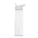 Garrafa de RPET transparente com tampa de palhinha dobrável 600ml cor branco