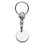 Porta-chaves metálico redondo com ficha para carrinho das compras cor prateado segunda vista