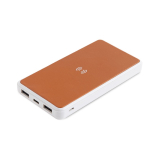 Bateria externa sem fios com couro reciclado 8.000 mAh cor castanho-claro