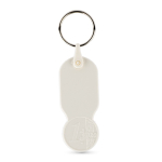 Porta-chaves de plástico com moeda de 1 euro e capa personalizável cor branco