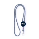 Lanyard com logo tubular de poliéster ajustável e mosquetão de 3 cm cor branco
