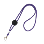 Lanyard com logo tubular de poliéster ajustável e mosquetão de 3 cm cor violeta