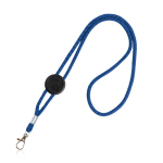Lanyard com logo tubular de poliéster ajustável e mosquetão de 3 cm cor azul-marinho
