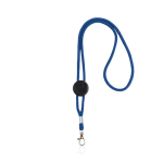 Lanyard com logo tubular de poliéster ajustável e mosquetão de 3 cm cor azul-marinho