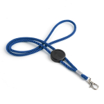 Lanyard com logo tubular de poliéster ajustável e mosquetão de 3 cm cor azul-marinho