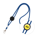 Lanyard com logo tubular de poliéster ajustável e mosquetão de 3 cm cor azul-marinho