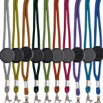 Lanyard com logo tubular de poliéster ajustável e mosquetão de 3 cm