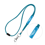 Lanyard tubular de poliéster com mosquetão e fecho de segurança cor turquesa