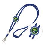 Lanyard personalizado tubular regulável de poliéster com mosquetão 3cm cor azul real