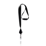 Lanyard de poliéster com porta credencial extensível bloqueador cor preto