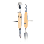 Conjunto de talheres de metal dobrável com 5 funções Camping cor castanho-claro