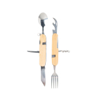 Conjunto de talheres de metal dobrável com 5 funções Camping cor castanho-claro