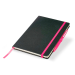 Bloco de notas com capa de cartão e fita de cor A5 folhas lisas cor cor-de-rosa
