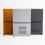 Bloco notas pele reciclada elástico horizontal A5 folhas pontilhadas