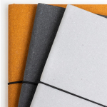 Bloco notas pele reciclada elástico horizontal A5 folhas pontilhadas