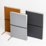 Bloco notas pele reciclada elástico horizontal A5 folhas pontilhadas