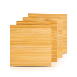 Conjunto de 4 bases para copos de bambu, bolsa de algodão incorporada