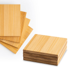 Conjunto de 4 bases para copos de bambu, bolsa de algodão incorporada