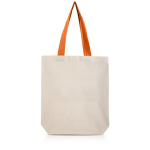 Saco de algodão com fundo inferior e alças de cores 180 g/m2 cor cor-de-laranja