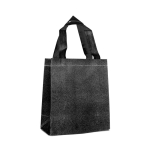 Saco de non-woven brilhante com purpurina e alças 130 g/m2 cor preto