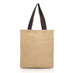 Saco de compras de juta com alças de algodão 265 g/m2 cor castanho