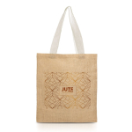 Saco de compras de juta com alças de algodão 265 g/m2 cor bege