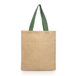 Saco de compras de juta com alças de algodão 265 g/m2 cor verde oliva