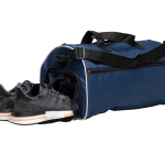 Saco para desporto de poliéster 600D com bolso para sapatilhas cor azul-marinho