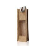 Saco de juta com acabamento laminado para garrafas de vinho 750 ml cor bege